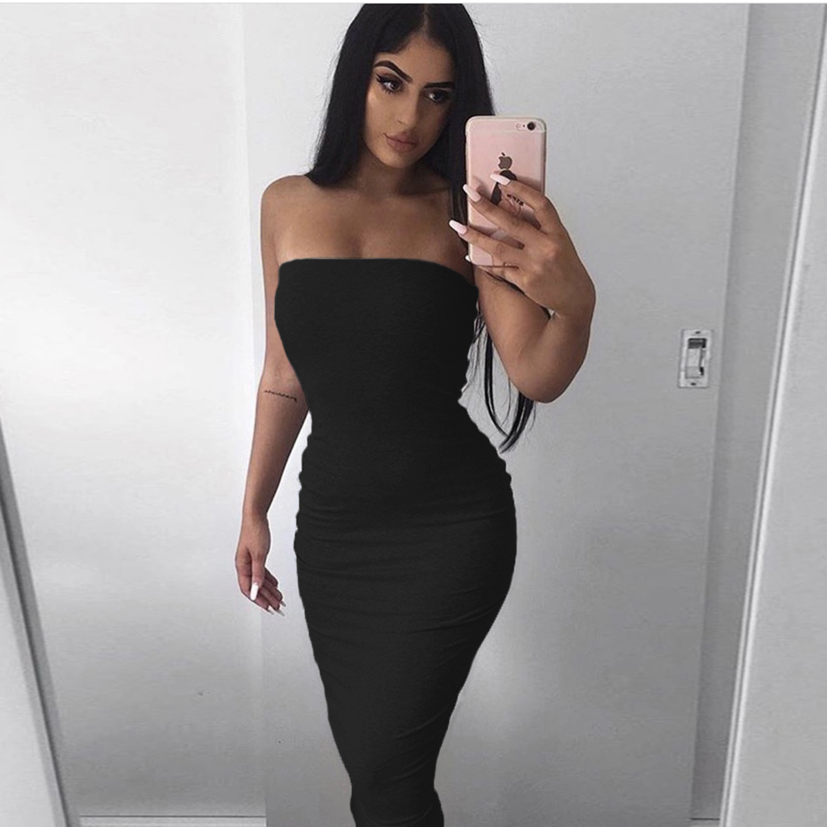فستان شاطئ طويل بدون أكمام ملفوف حول الصدر، ملابس صيفية نسائية - الصورة 9